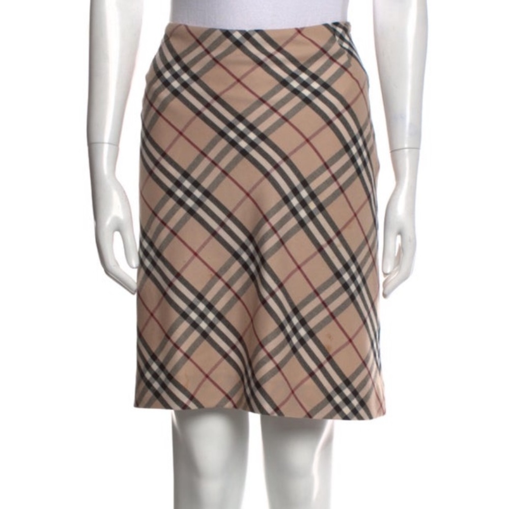 Burberry Tan Black Mini Pencil Skirt